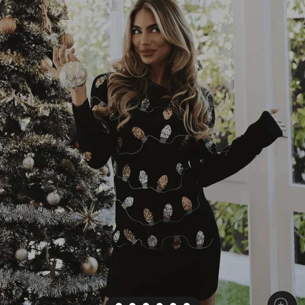 Tipsy Elves Black Cuffed Sleeve Sweater Dress